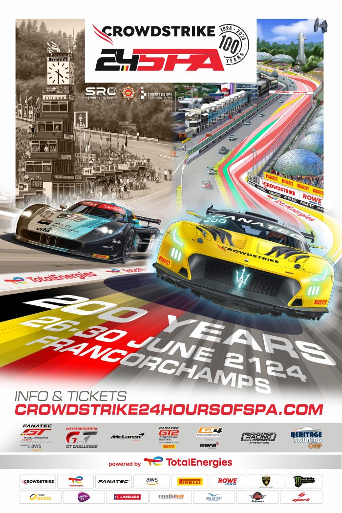 Poster 10/10: CrowdStrike 24 Hours of Spa travels to the future with latest collector's poster