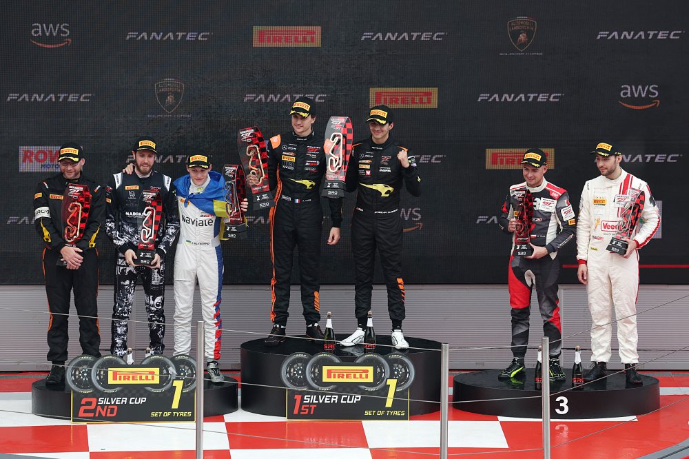 Silver Podium (l-r) #26 – Sainteloc Racing – Ezequiel PEREZ COMPANC - Ivan KLYMENKO - Audi R8 LMS GT3 EVO II, #10 - Boutsen VDS - Aurelien PANIS - Cesar GAZEAU - Mercedes-AMG GT3 EVO, #84 - Eastalent Racing - Simon REICHER - Karol BASZ - Audi R8 LMS GT3 E | SRO / JEP