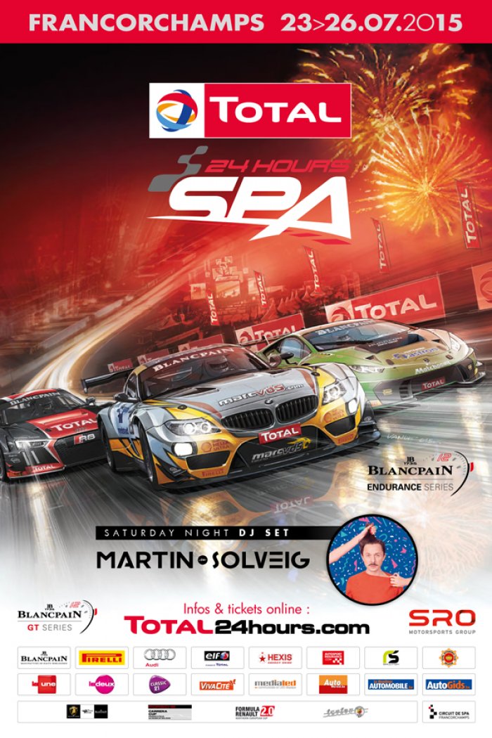 Total 24 Hours of Spa poster revealed - Martin Solveig stars on the Total 24 Hours of Spa stage